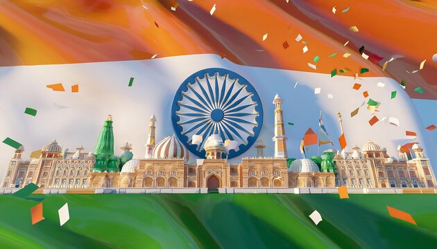 Illustration of republic day with Indian flag celebrate on 26 January and 15 August