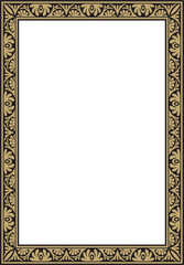 Vector gold and black square classic byzantine ornament. Rectangle, border, Ancient Greece, Eastern Roman Empire frame. Decoration of the Russian Orthodox Church