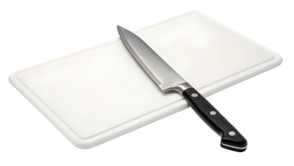 knife with cutting board isolated on white