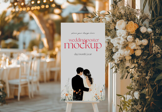 Elegant Wedding Poster Mockup: Perfect for Wedding Ceremonies, Events, and Romantic Celebrations, Generated with AI