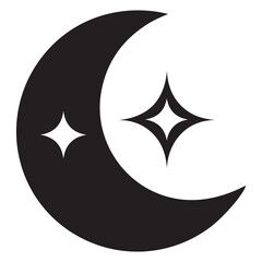 Moon crescent icon, silhouette of moon with sparkle. vector illustration