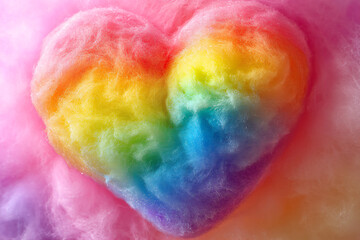  rainbow heart-shaped cotton candy