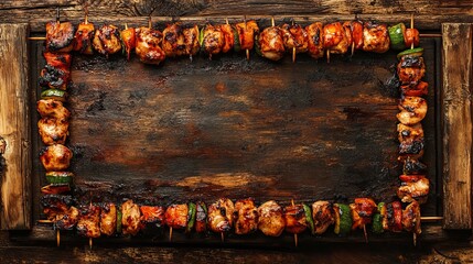 Wooden board displaying assorted types of meat including slices of ham salami and sausages arranged neatly for presentation