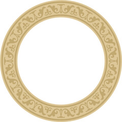 Vector golden round classic byzantine ornament. Circle, ring, border, Ancient Greece, Eastern Roman Empire frame. Decoration of the Russian Orthodox Church
