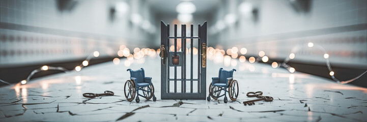 Miniature Gate Wheelchairs Keys Hope Freedom Concept