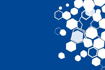 A blue background with white hexagons