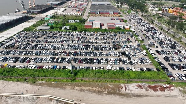 Aerial footage of Mongla port in Bagerhat, Bangladesh