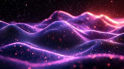 Futuristic waves of neon light in vivid blue and pink create an entrancing visual landscape