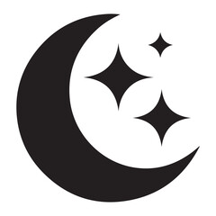 Moon crescent icon, silhouette of moon with sparkle. vector illustration