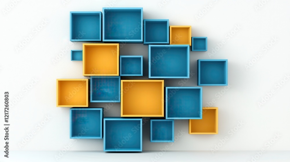 Aufkleber abstract 3d modular maze of colorful glossy cubes on plain background
