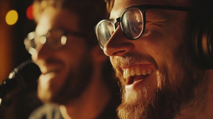 Man with glasses and beard wearing headphones