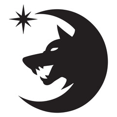 Moon crescent icon, silhouette of moon with sparkle. vector illustration