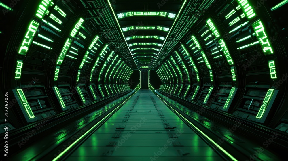 Poster futuristic modular floating platforms in a sci-fi setting with neon lights