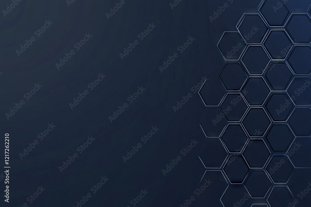 Poster a blue background with a hexagonal pattern