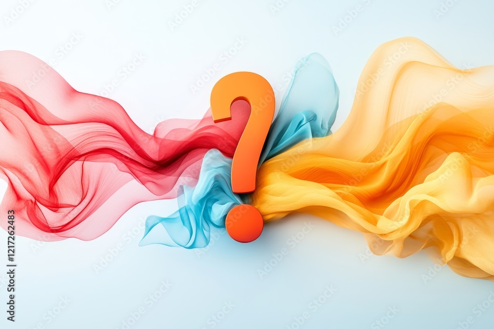 Poster a clean design of an exclamation mark surrounded by abstract, wavy lines representing stress and unc