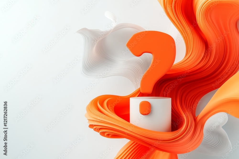 Poster a clean design of an exclamation mark surrounded by abstract, wavy lines representing stress and unc