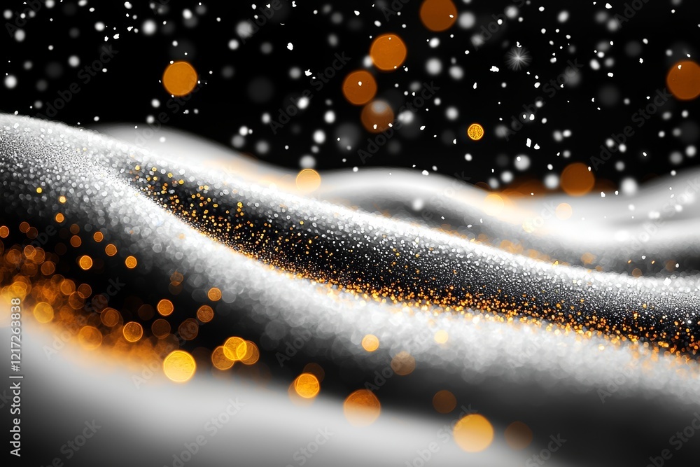 Poster snowflakes falling against a dark backdrop - design element. an abstract texture of black and white 