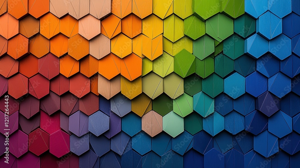 Poster colorful modular geometric patterns with bold and vibrant colors and shapes
