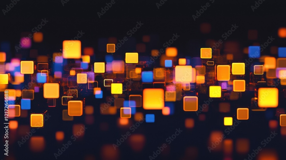 Aufkleber abstract modular glass blocks creating a geometric facade with colorful lights