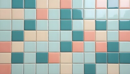 Carreaux muraux et de sol en céramique pastel colorés fond abstrait. Carrelage design retro vintage cuisine salle de bains.