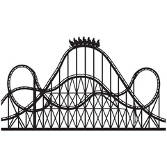 Rollercoaster black silhouette on a white background. Rollercoaster Black flat icon. Vector illustration.