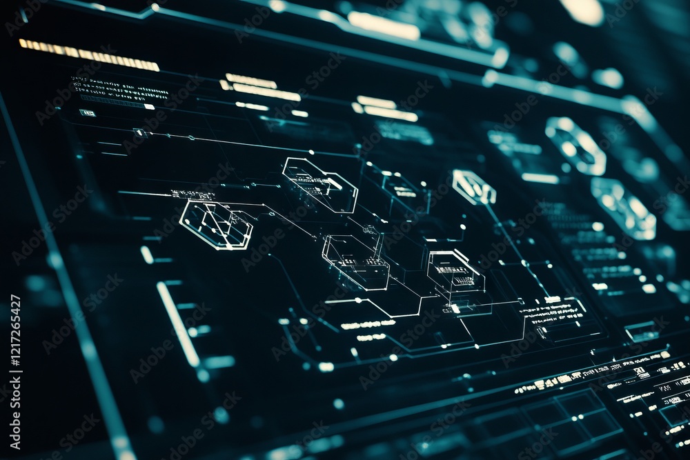 Poster a computer screen with a lot of numbers and symbols