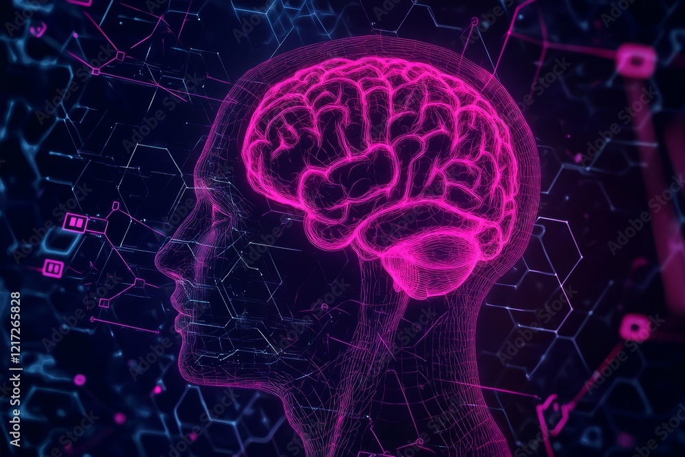 Poster a brain is shown in a computer generated image