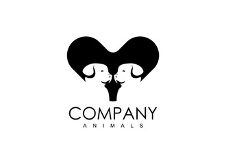 Dog Love Logo Design Vector