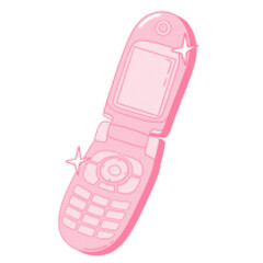 Pink Retro Flip Phone Illustration