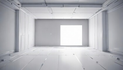 Modern technology landscape with abstract white square in the center,  innovative technology, tech background futuristic