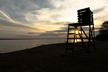 Life Guard Chair at the Beach in the Morning