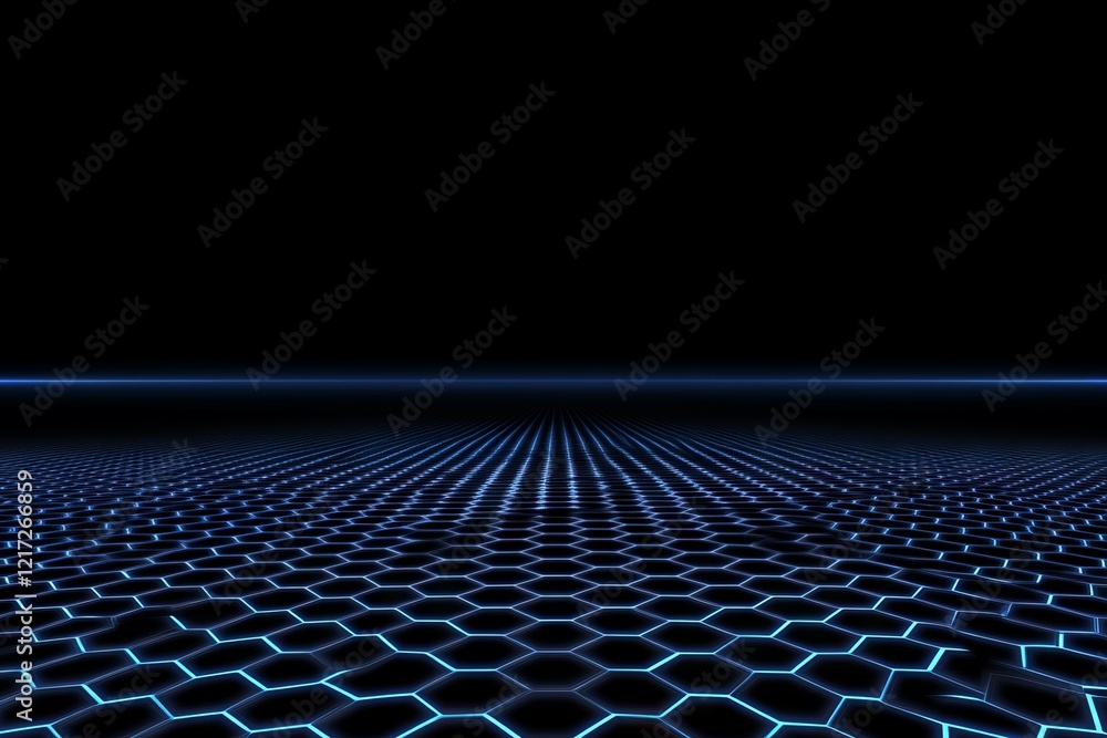 Aufkleber a black background with a blue hexagonal pattern