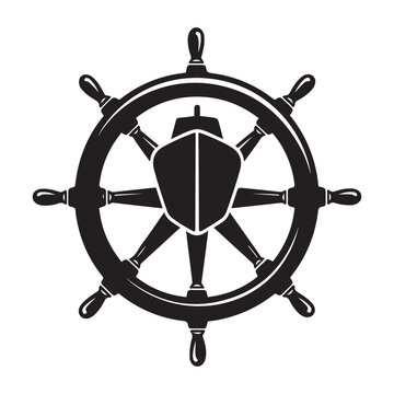 recommend clip art: Steering wheel icon. ship steering silhouette vector illustration