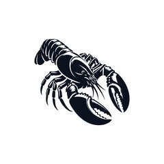 Lobster Icon in Silhouette Style on White Background. Vector