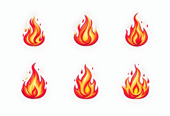 Animated Fire Flames Icons Set for Design