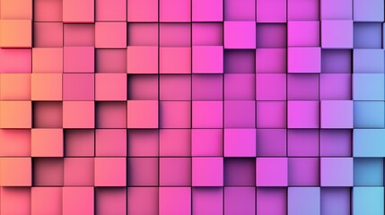 Colorful Modular Mosaic Tiles in Gradient Hues of Pink and Blue Shades