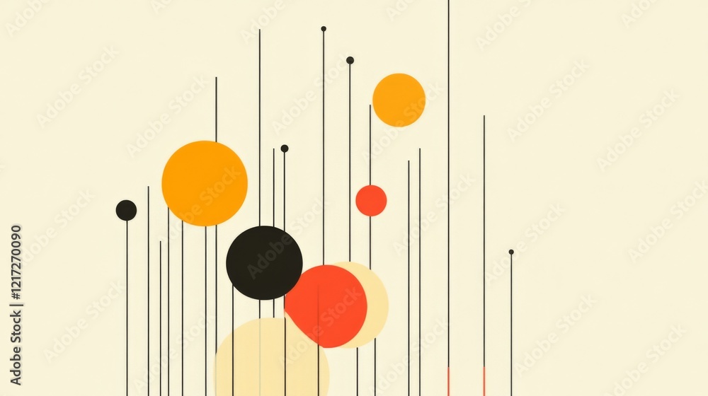Aufkleber abstract composition of colorful circles and lines creating a modern design aesthetic