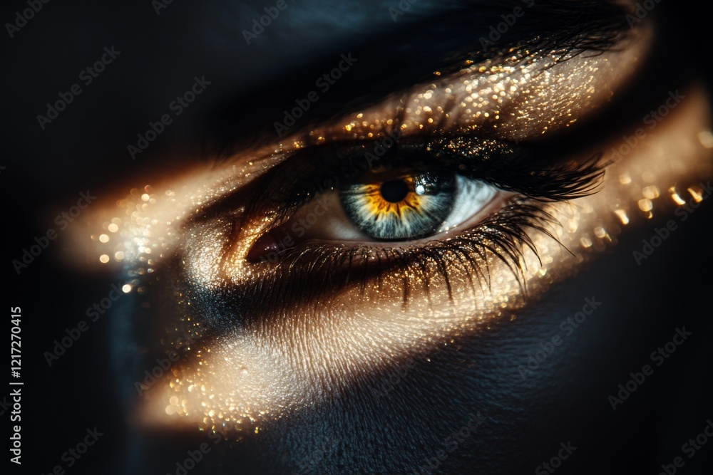 Poster a close-up of tear-filled eyes, with a single tear rolling down the cheek and soft light reflecting 