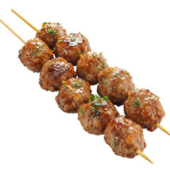 delicious meatball skewer isolated on transparency background, Grilled adana kebab isolated on transparent background