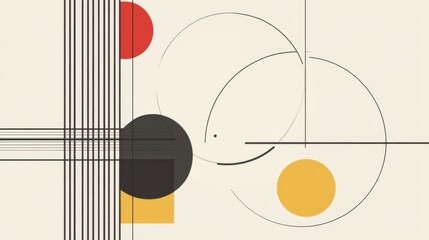 Abstract geometric composition featuring bold shapes and lines in a minimalistic style