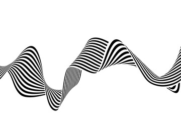 Abstract wave background, black and white wavy stripes or lines design. Optical art. Eps 10