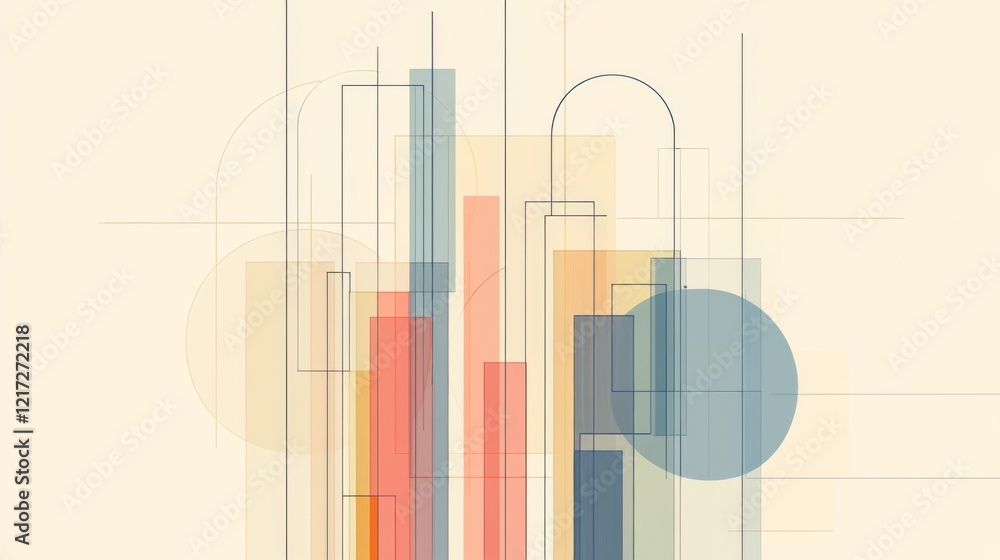 Poster abstract geometric shapes in soft colors creating a modern artistic composition