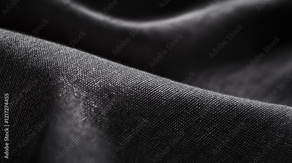 Poster close-up of a fabric texture. the fabric appears to be made of a dark grey material with a subtle sh