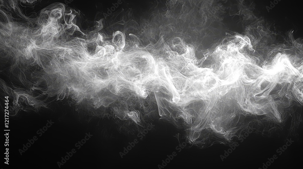 Poster an isolated black background features explosion smoke with an abstract texture overlay, designed as 