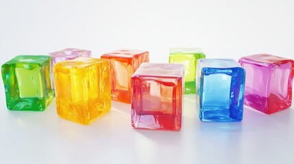 A vibrant arrangement of translucent cubes in a variety of colors,