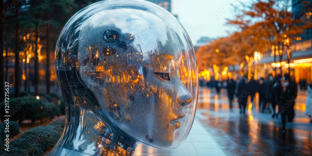 Aufkleber futuristic ai concept in urban setting reflecting technology in consumer electronics development