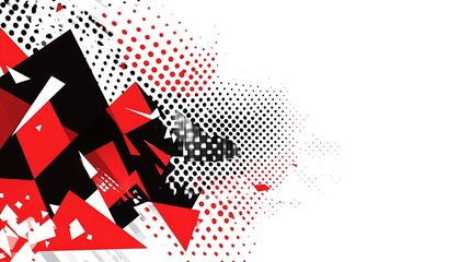Abstract Red Black White Geometric Design Artwork