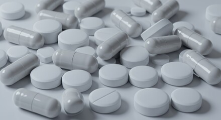 A Collection Of White Pills And Capsules