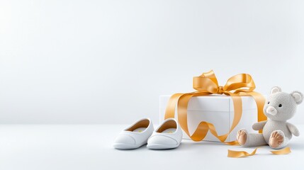 Baby Gift with Shoes and Teddy Bear