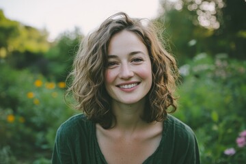 Fototapeta premium A gorgeous young woman poses with a cheerful smile for the camera